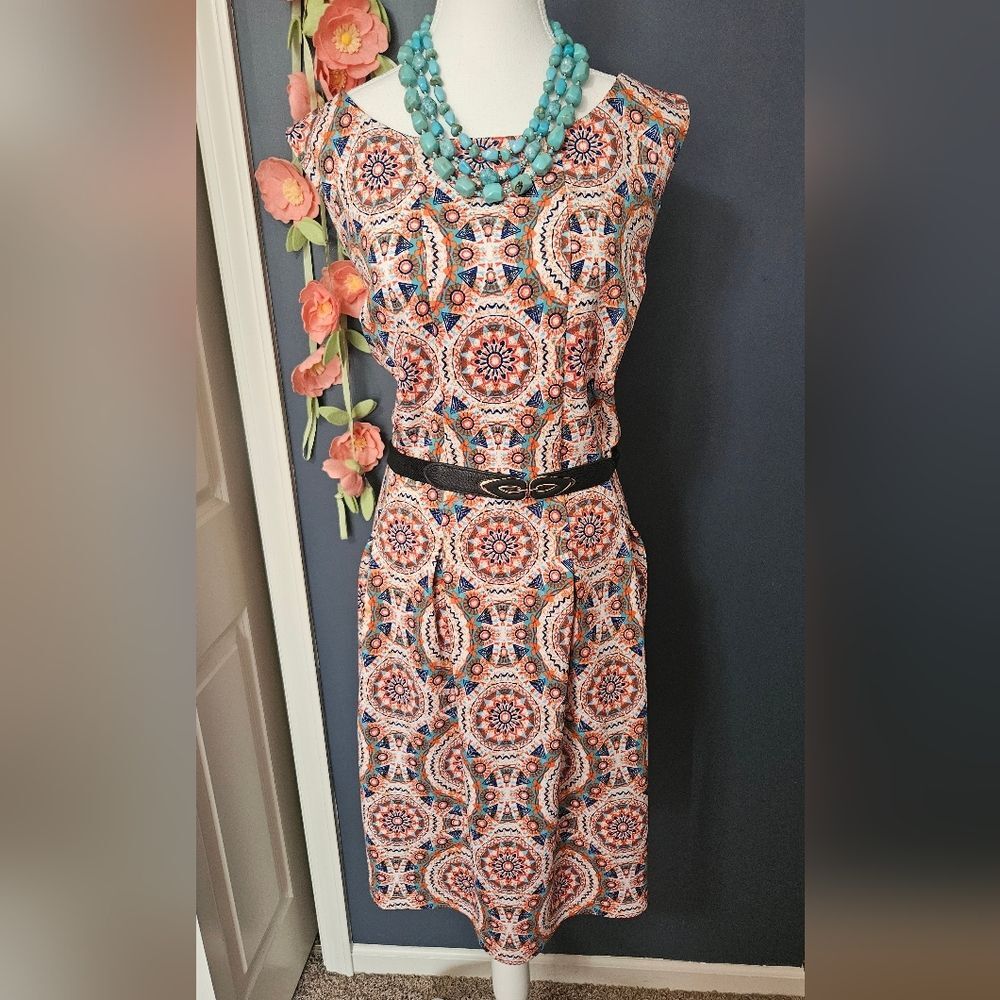 Julian Taylor Mandala Print Scuba Dress Plus Size 20W